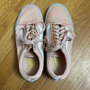 Limited Edition Baby Pink (Nylon-type material) Vans with Gold Accents